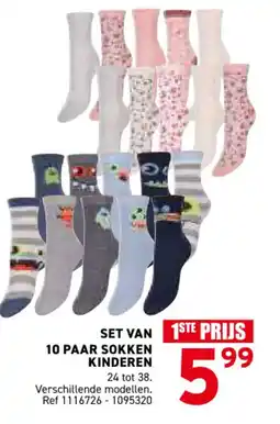 Trafic Set van 10 paar sokken kinderen aanbieding