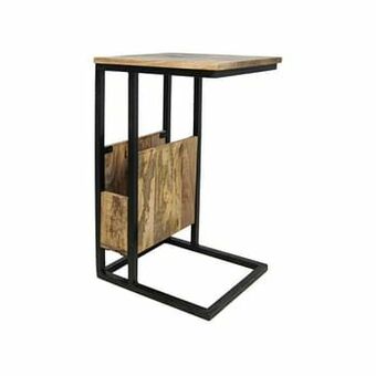Leen Bakker HSM Collection bijzettafel met tijdschriftenrek Ivan - naturelkleur/zwart - 34x40x68 cm - Leen Bakker aanbieding