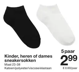 Zeeman Kinder, heren of dames sneakersokken aanbieding