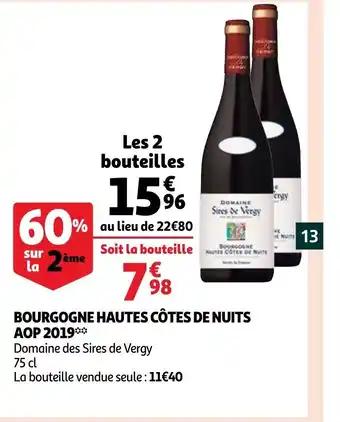 Auchan Bourgogne Hautes Côtes De Nuits AOP 2019 aanbieding