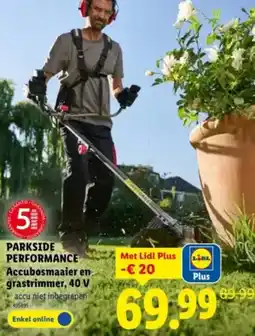 Lidl Parkside performance accubosmaaier en grastrimmer, 40 v aanbieding