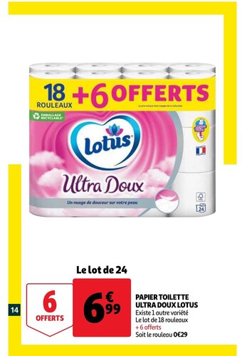 Auchan Papier Toilette Ultra Doux Lotus aanbieding