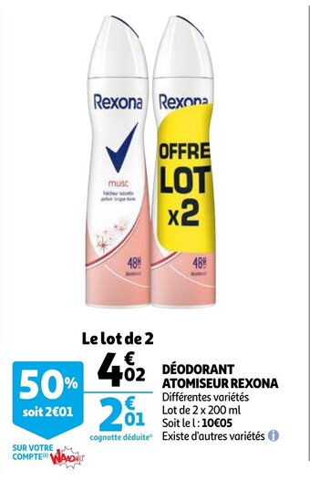 Auchan Déodorant Atomiseur Rexona aanbieding