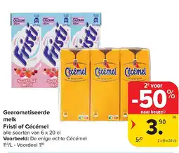 Carrefour Gearomatiseerde melk Fristi of Cécémel aanbieding
