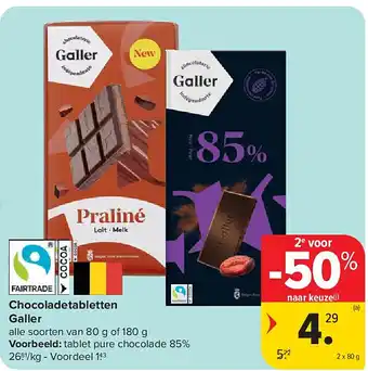Carrefour Chocoladetabletten Galler aanbieding