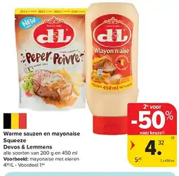 Carrefour Warme sauzen en mayonaise Squeeze Devos & Lemmens aanbieding