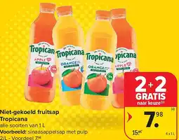 Carrefour Niet-gekoeld fruitsap Tropicana aanbieding