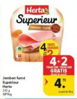 Carrefour Market Jambon fumé supérieur herta aanbieding