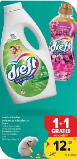 Carrefour Market Lessive liquide booster et adoucissant Dreft aanbieding