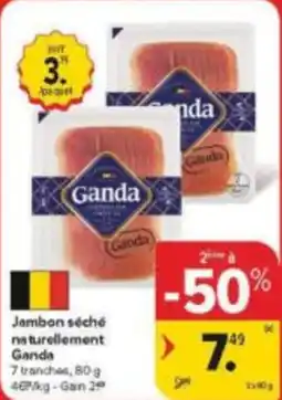 Carrefour Market Jambon séché naturellement ganda aanbieding