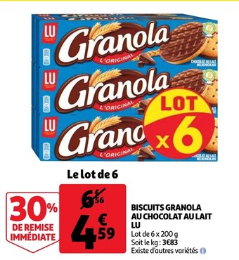 Auchan Biscuits Granola Au Chocolat Au Lait Lu aanbieding