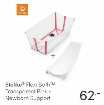 Stokke flexi bath transparent pink + newborn support