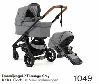 Baby & Tiener Emmaljunga nxt lounge grey nxt60 black 3.0 2-in-1 kinderwagen aanbieding
