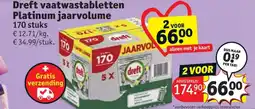 Kruidvat Dreft vaatwastabletten Platinum jaarvolume aanbieding