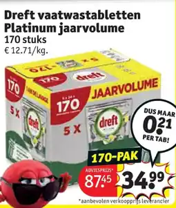 Kruidvat Dreft vaatwastabletten Platinum jaarvolume aanbieding