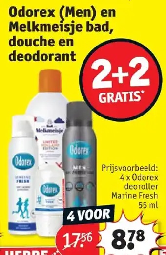 Kruidvat Odorex (Men) en Melkmeisje bad, douche en deodorant aanbieding