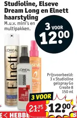 Kruidvat Studioline, Elseve Dream Long en Elnett haarstyling aanbieding