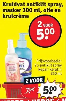Kruidvat Kruidvat antiklit spray, masker 300 ml, olie en krulcrème aanbieding