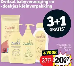 Kruidvat Zwitsal babyverzorging en -doekjes kleinverpakking aanbieding