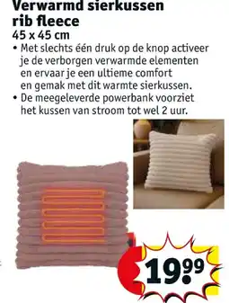 Kruidvat Verwarmd sierkussen rib fleece aanbieding