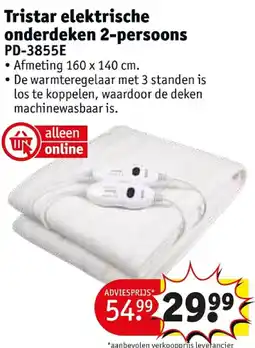 Kruidvat Tristar elektrische onderdeken 2-persoons aanbieding