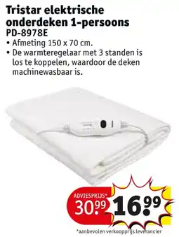 Kruidvat Tristar elektrische onderdeken 1-persoons aanbieding