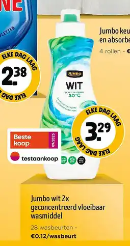 Jumbo Jumbo wit 2x geconcentreerd vloeibaar wasmiddel aanbieding