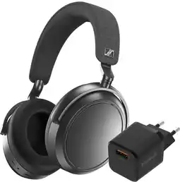 Coolblue Sennheiser Momentum 4 Wireless Grijs + BlueBuilt Quick Charge Oplader met Usb A Poort 18W aanbieding