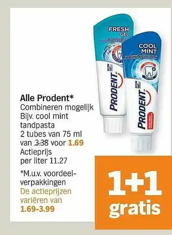Albert Heijn Prodent Tandpasat aanbieding