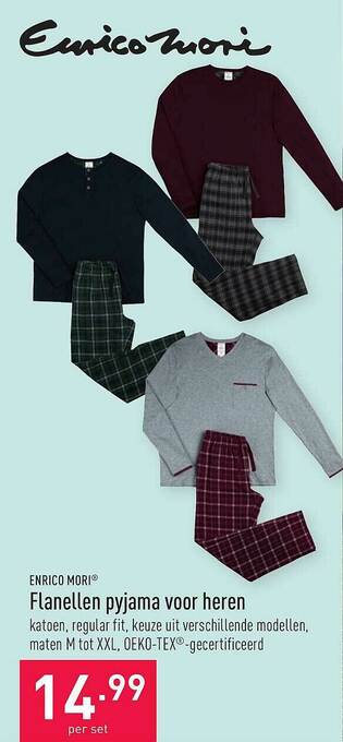ALDI Flanellen Pyjama Voor Heren aanbieding