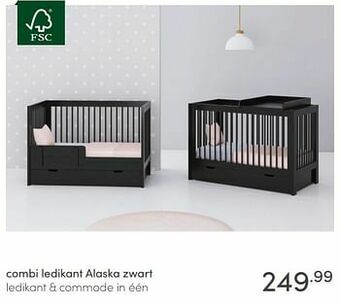 Baby & Tiener Combi ledikant alaska zwart aanbieding