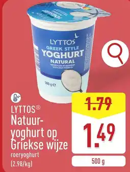 ALDI Lyttos natuur yoghurt op griekse wijze aanbieding