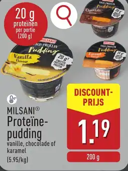 ALDI Milsani proteïne pudding aanbieding