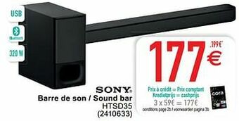Cora Sony barre de son - sound bar htsd35 aanbieding
