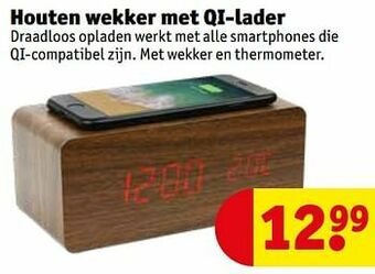 Kruidvat Houten wekker met qi-lader aanbieding