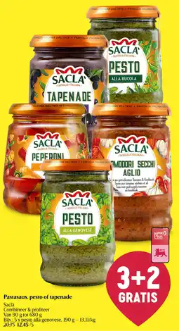 Delhaize Saclà Pastasaus, pesto of tapenade aanbieding