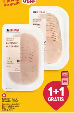 Delhaize Kalkoen of kipfilet aanbieding