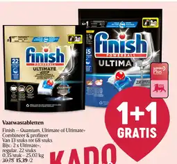 Delhaize Finish – Quantum, Ultimate of Ultimate+ Vaatwastabletten aanbieding