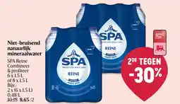 Delhaize Spa Reine Niet-bruisend natuurlijk mineraalwater aanbieding