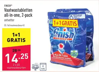 ALDI Finish Vaatwastabletten all-in-one, 2-pack aanbieding