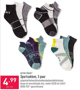 ALDI Active Touch Sportsokken, 3 paar aanbieding