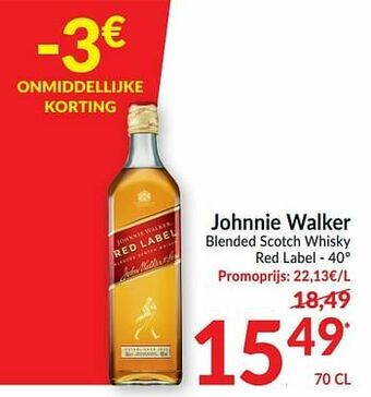 Intermarché Johnnie walker blended scotch whisky red label aanbieding