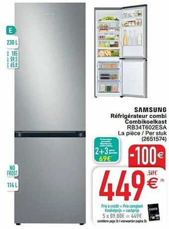 Cora Samsung réfrigérateur combi combikoelkast rb34t602esa aanbieding