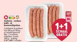 Delhaize Varkens-, varkenkalfs- of boerenchipolata aanbieding