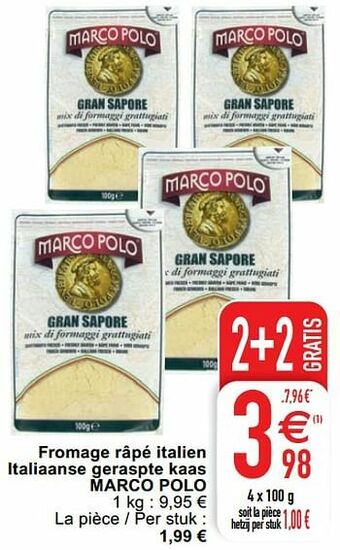 Cora Fromage râpé italien italiaanse geraspte kaas marco polo aanbieding