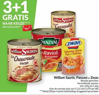 Intermarché William saurin, panzani of zwan 129g aanbieding
