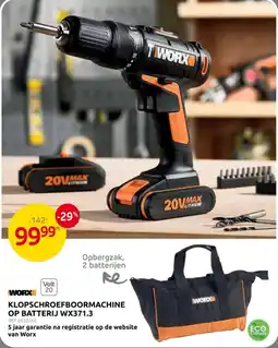Brico Worx Klopschroefboormachine op Batterij WX371.3 aanbieding