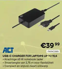 CompuDeals Act USB-C Charger For Laptops up to 15,6 aanbieding