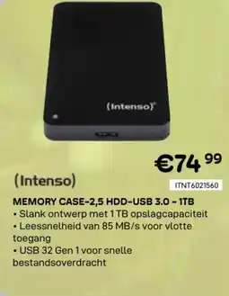 CompuDeals Intenso memory case 2,5 HDD-USB 3.0-1TB aanbieding