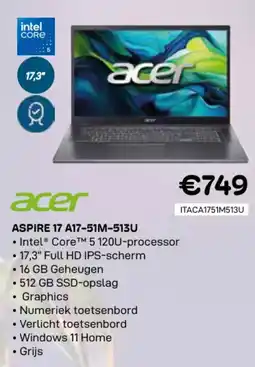 CompuDeals Acer aspire 17 A17-51M-513U aanbieding